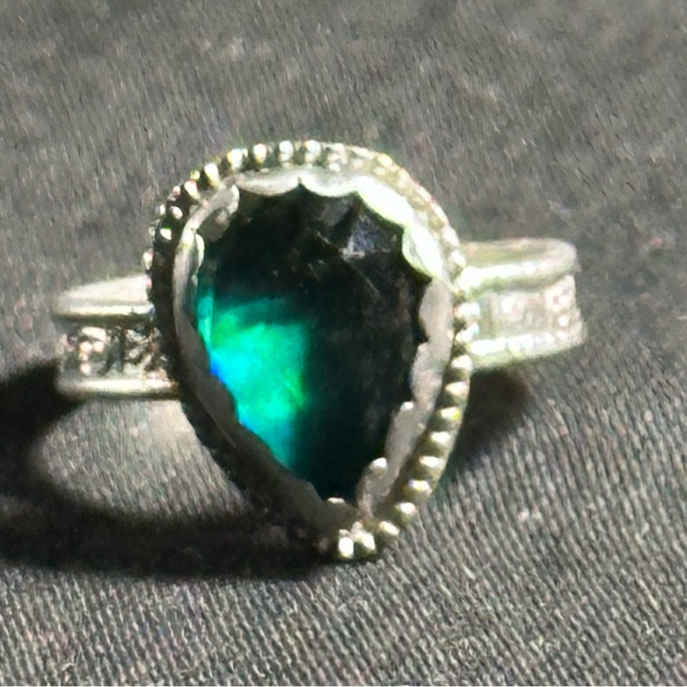 Aurora Opal Sterling Silver Ring - image 1
